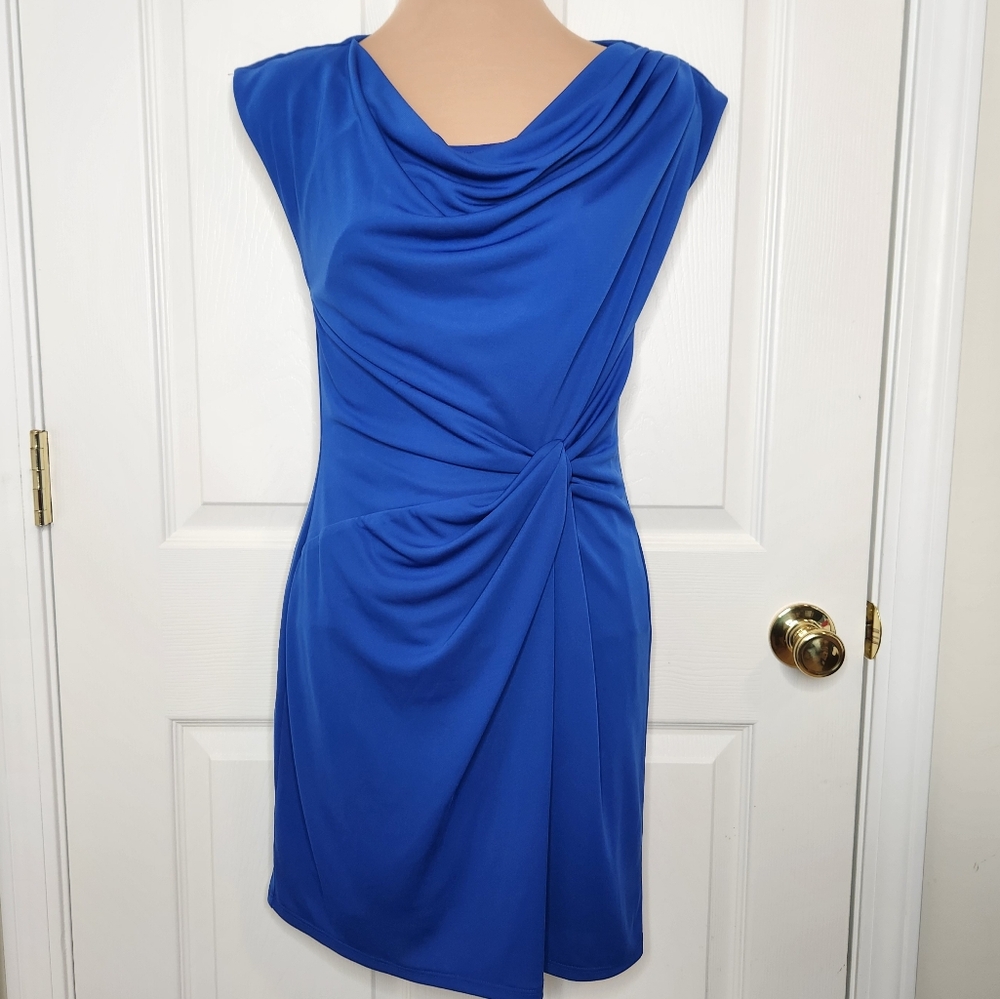 W118 By Walter Baker Royal Blue Drap Dress Evening Formal Office Wedding Size XS
